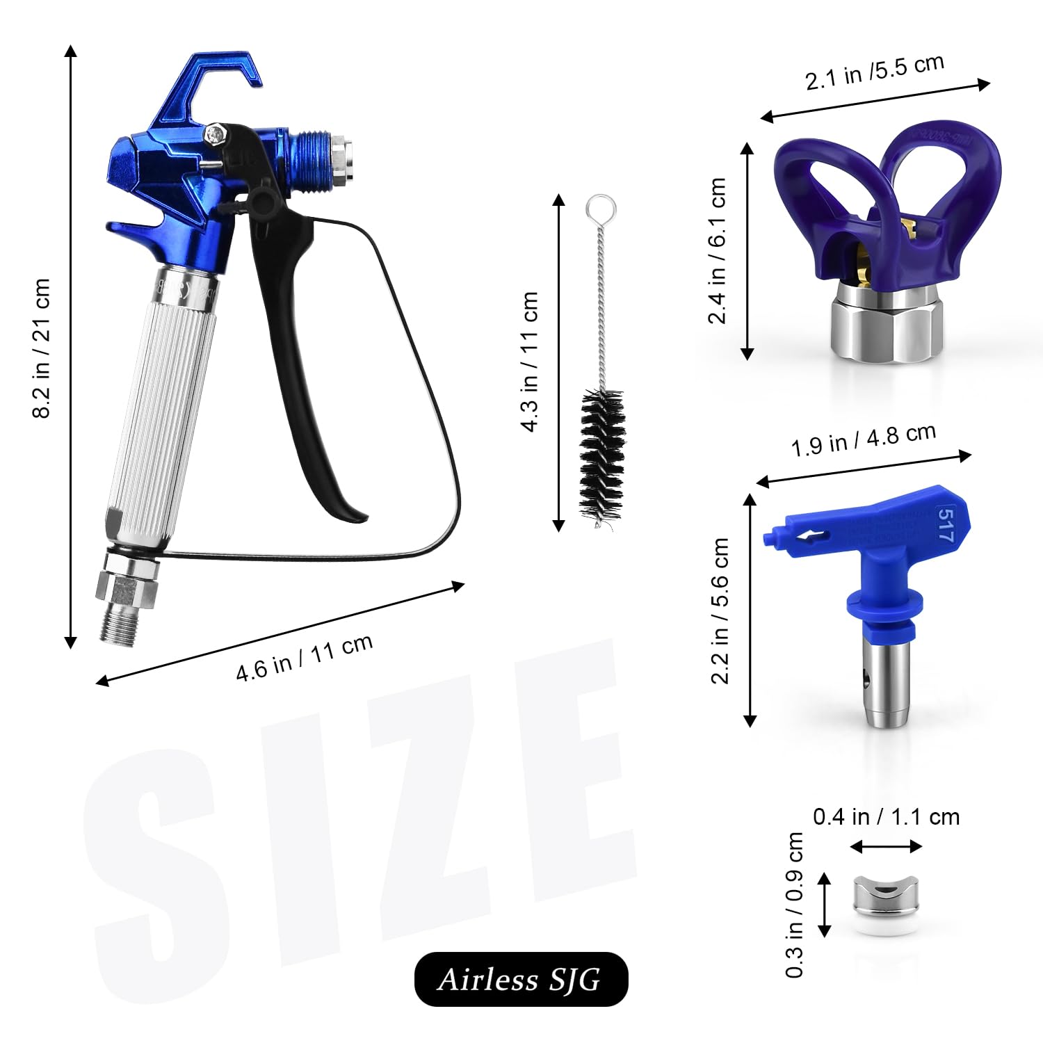 3600 PSI Haute Pression Pistolet à Peinture Airless, avec 1 Protège-Buse, 5 Buse de Pulvérisation et 5 Éléments de Filtre de Pistolet à Peinture Airless (211,313,415,517,623)