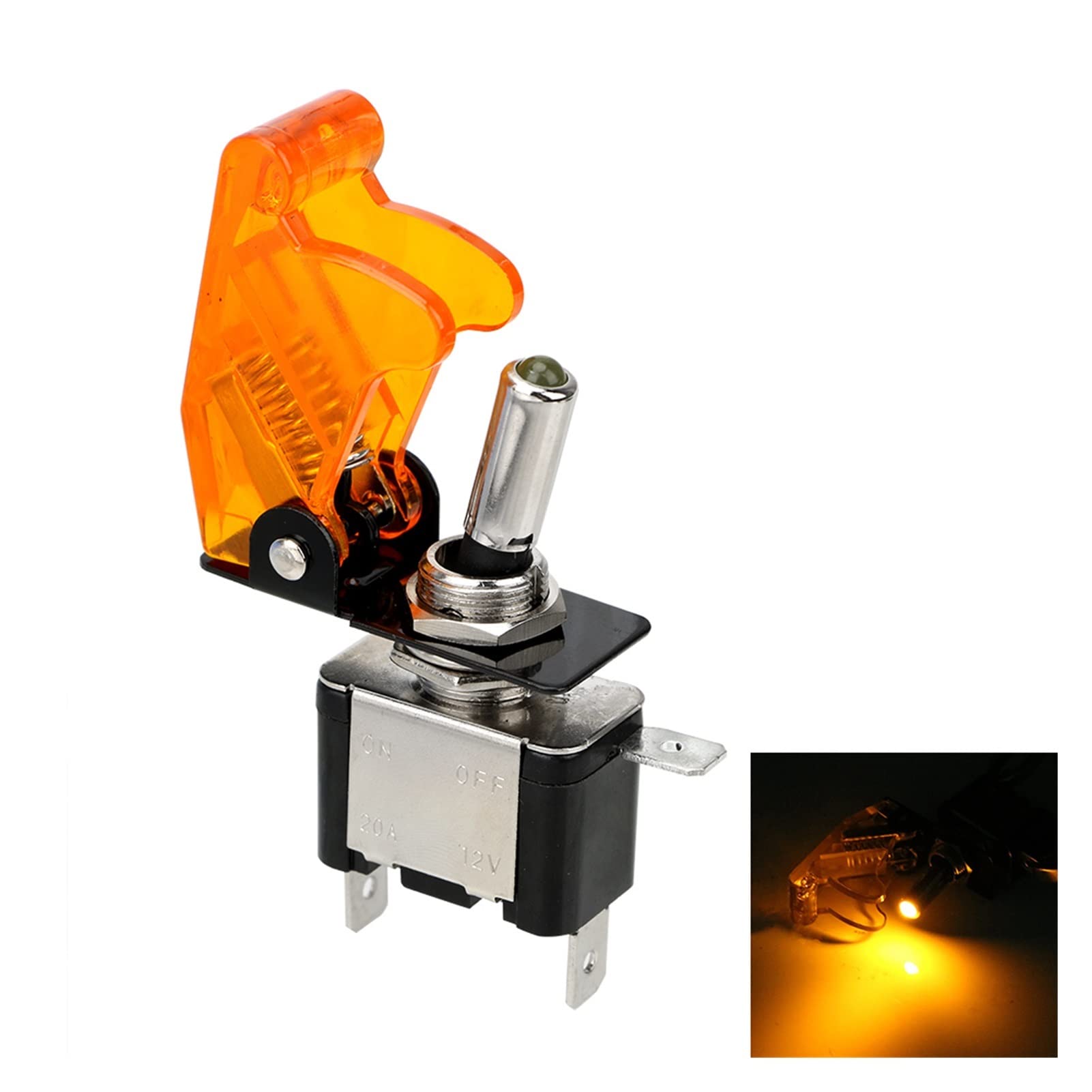 CESFONJER 3 x LED Light Toggle Switch SPST, Rocker Switch 12V 20A with LED Light and Blue Cap for Installing Vehicle, Boat etc