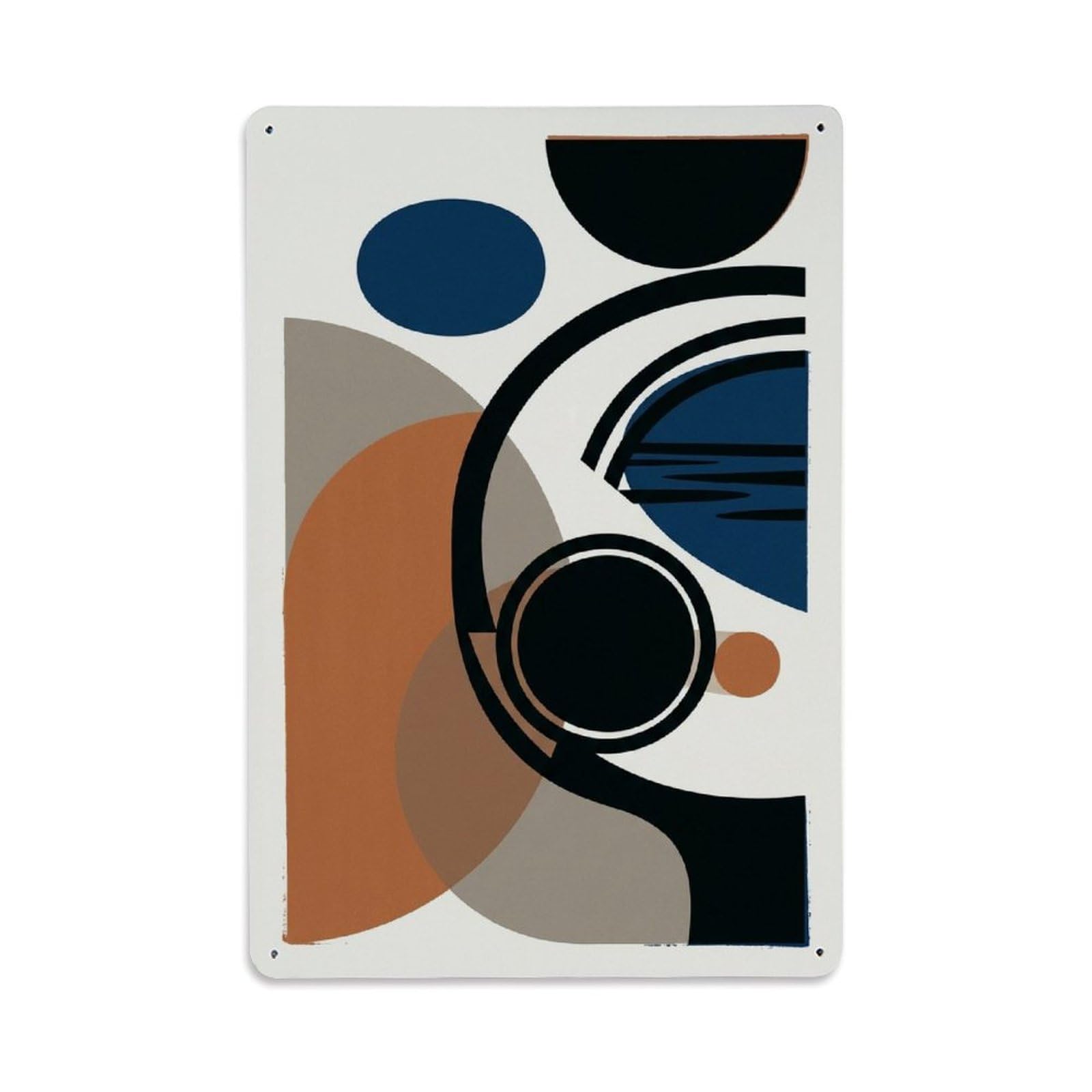 Bike Rainy City Abstract Geometry Modernist Vintage Metal Tin Sign Plaque Wall Decor for Cafe, Man Cave, Club Bar, Office, Home Garden Round Metal Poster 8x12Inch