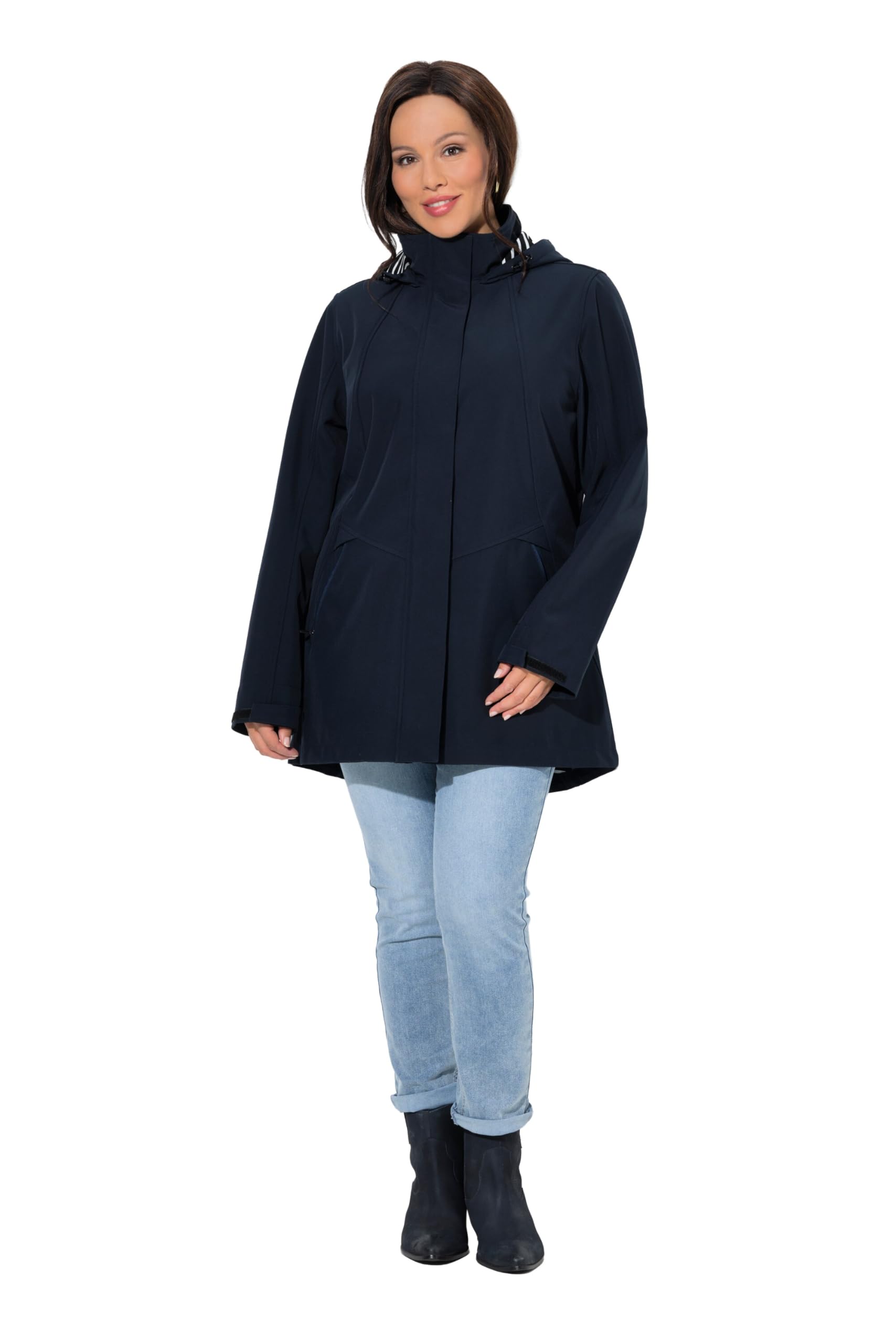 Ulla Popken Damen große Größen Übergrößen Plus Size HYPRAR Softshelljacke, A-Linie, wasserdicht, Kapuze 846857