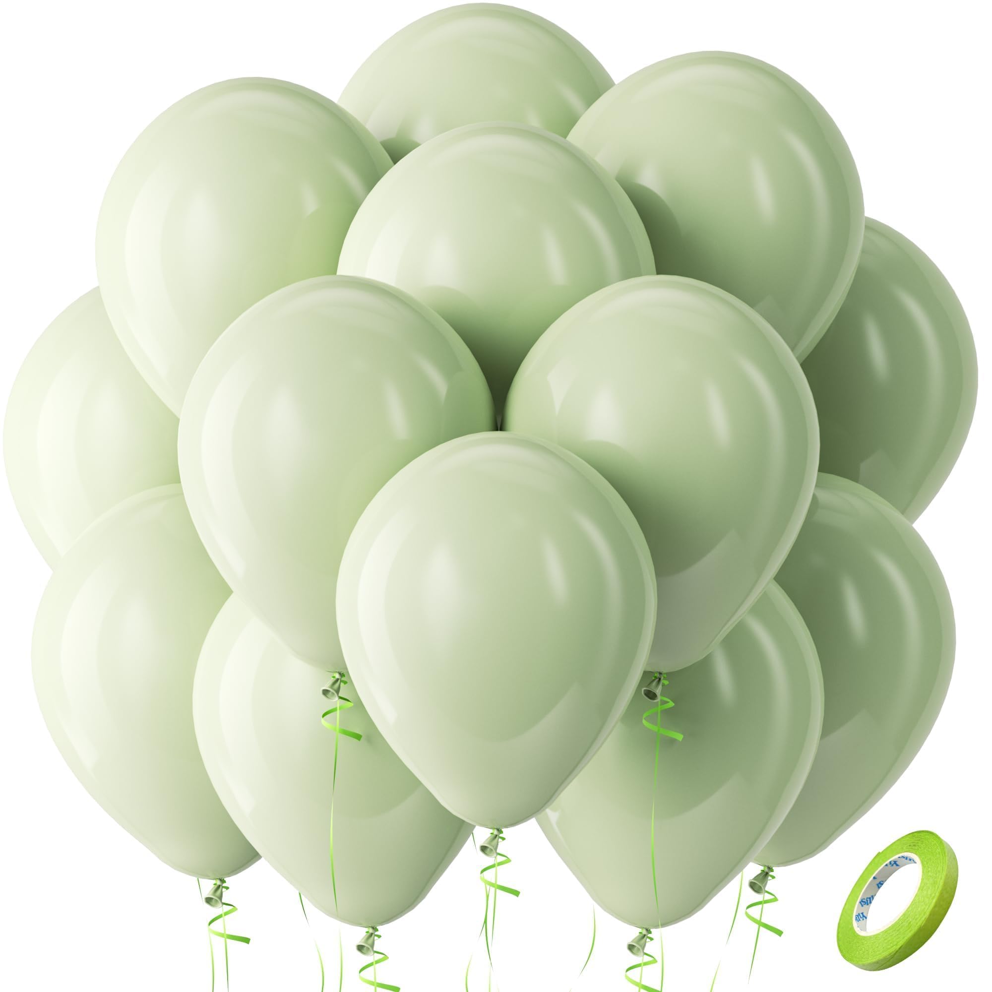 Bezente Sage Green Balloons Latex Party Balloons 100 Pack 12 inch | Dusty Boho Green Balloons for Wedding Birthday Dinosaur Jungle Golf Football Theme Party Decorations