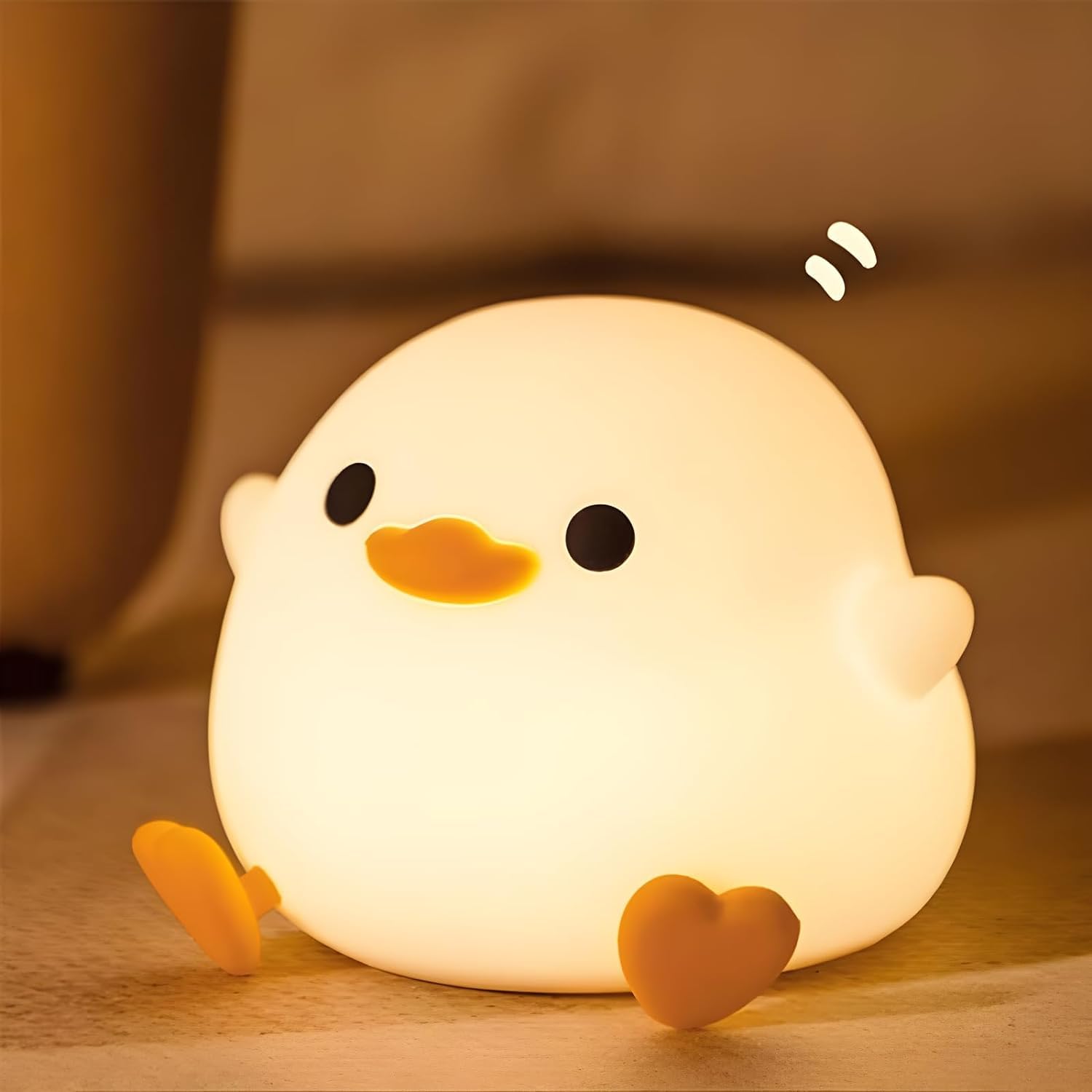 BIQIQI Duck Night Light, Soft Silicone USB Rechargeable Lamp for Kids, Touch Control Dimming With Timer, Portable Children's Room Light