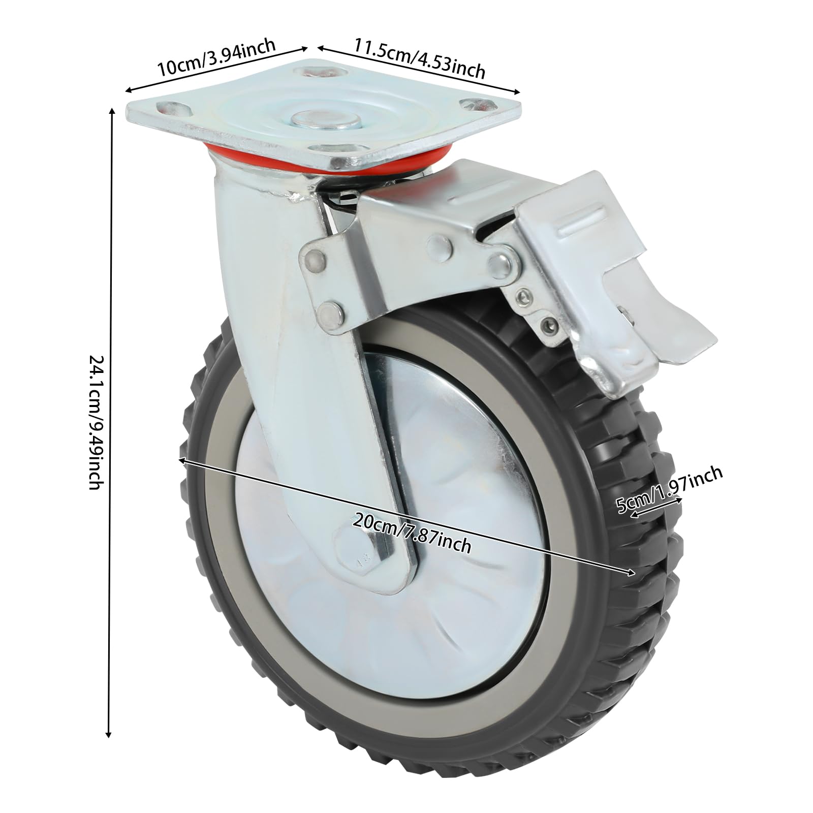 4 Stück Transportrollen, 200mm Schwerlastrollen Bockrolle Industrierollen Outdoor-Hochleistungsräder Tragkraft 700 kg
