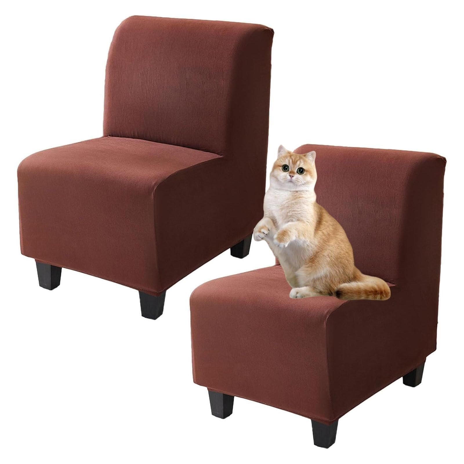 PBTMCD 2 Pack Stretch Armless Accent Chair Covers, Slipper Slipcovers, Washable Furniture Protector For Living Room Dining Hotel(28#)