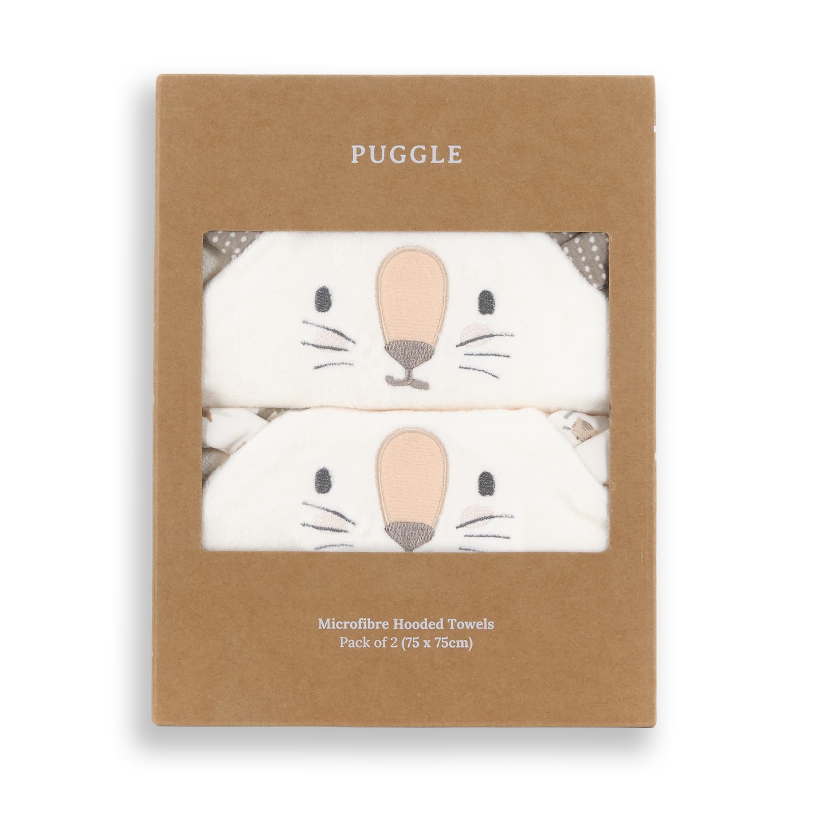 Puggle Safari Wild At Heart 2-Piece Microfibre Hooded Towels - /White