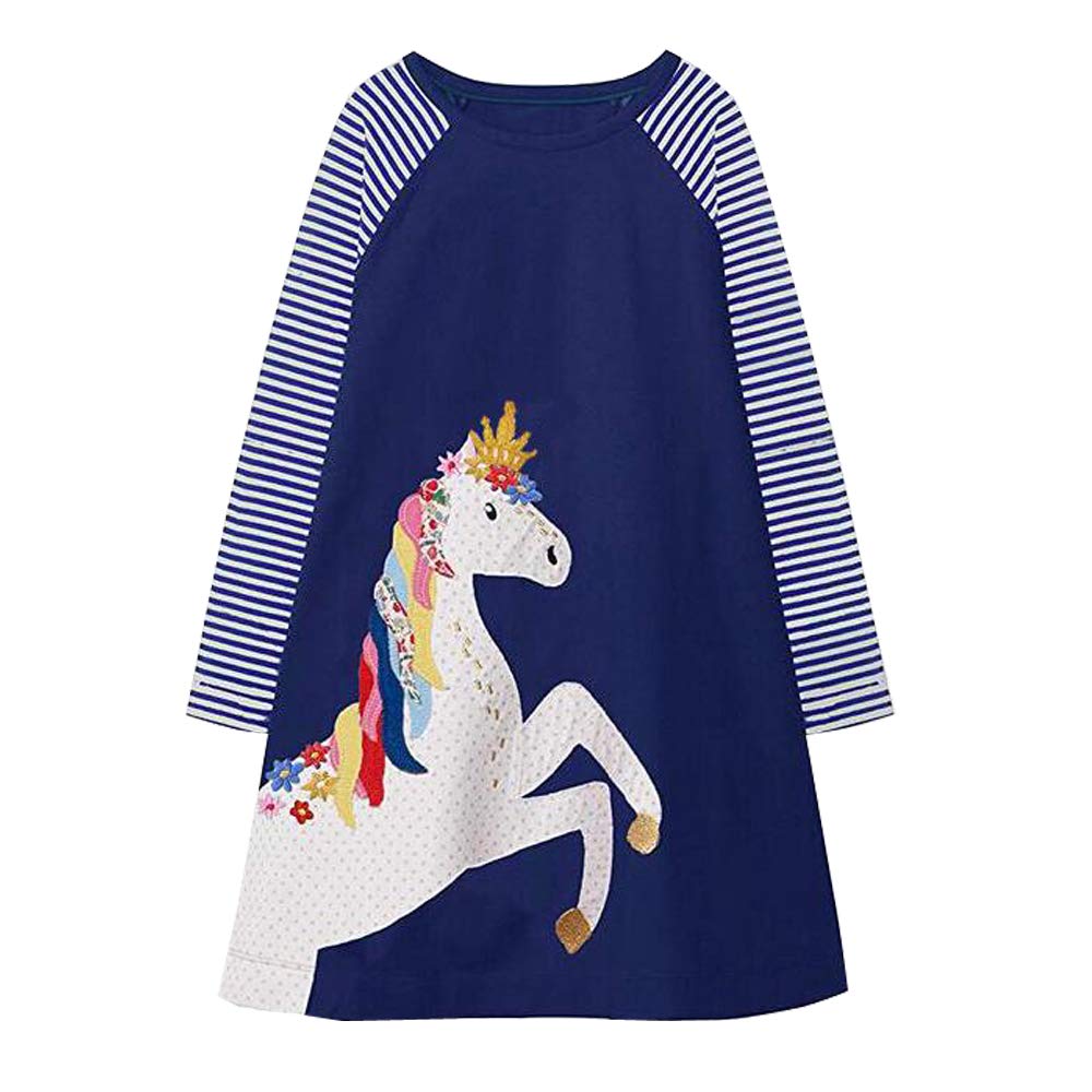 VIKITA Niñas Vestidos Algodón Animal Bordado Manga Larga Vestido para Niños — view 13
