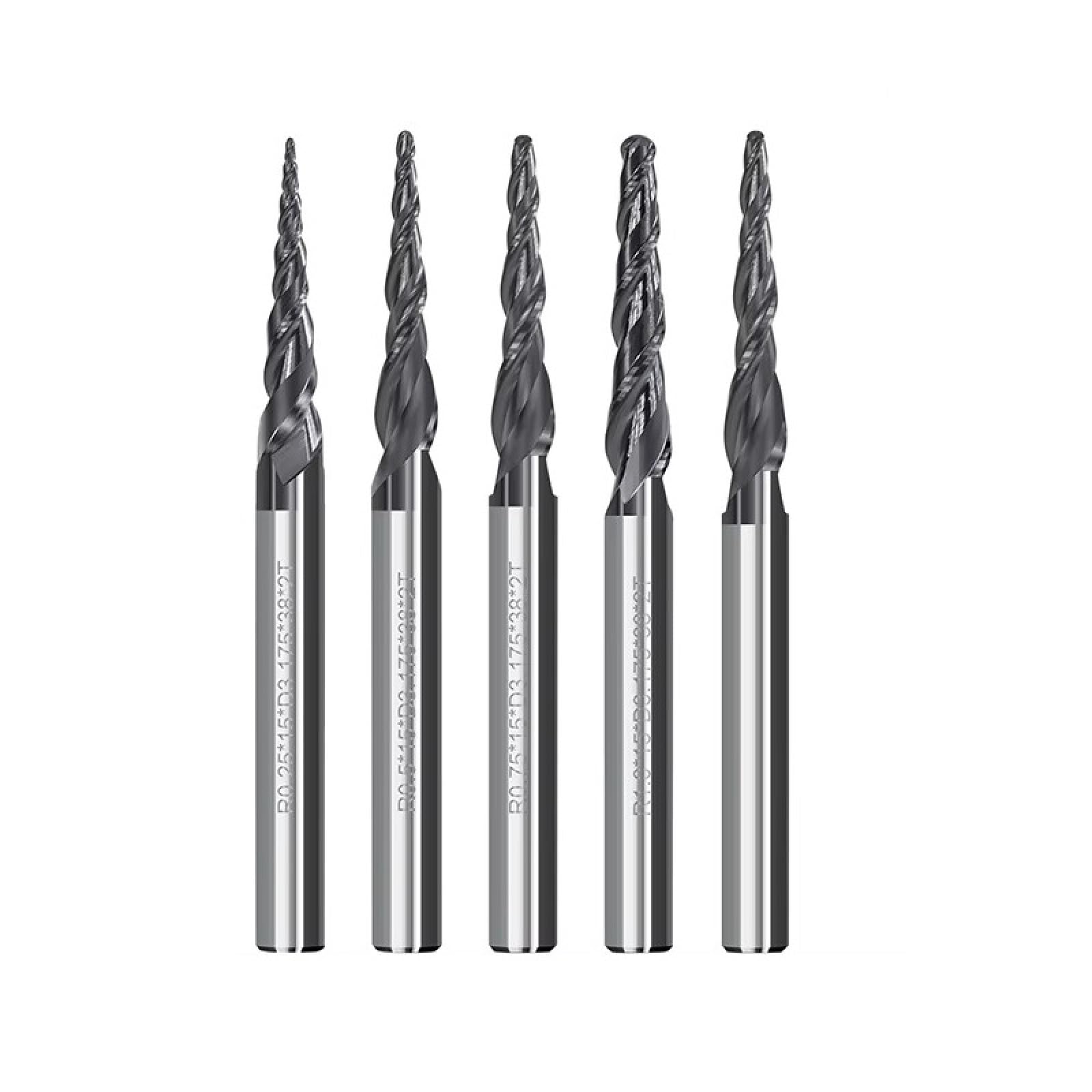 2-schneidiger, Konischer Schaftfräser Mit Kugelkopf, HRC55, Vollhartmetall-CNC-Fräser, 3D-Schnitzer, Holz- Und Metallfräser,R0,4x25,4x6,35x75