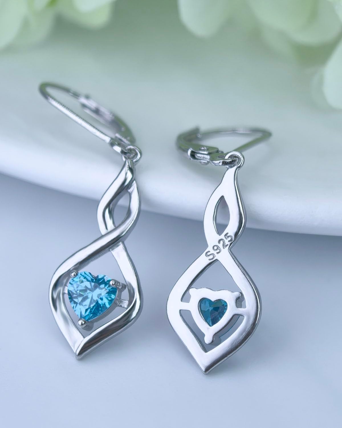Infinity Birthstone Dangle Leverback Earrings 925 Sterling Silver Birthday Mothers Day Anniversary Christmas Earrings Jewelry for Women - Image 3