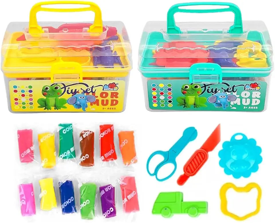 2 Maletas de Massinhas 19 Peças Massas e Acessórios Modelar