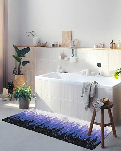 Miniatura 4 de Tapete de baño de bosque negro morado para bañera, antideslizante, de secado rápido y absorbente, de tierra de diatomeas, fregadero de tierra de