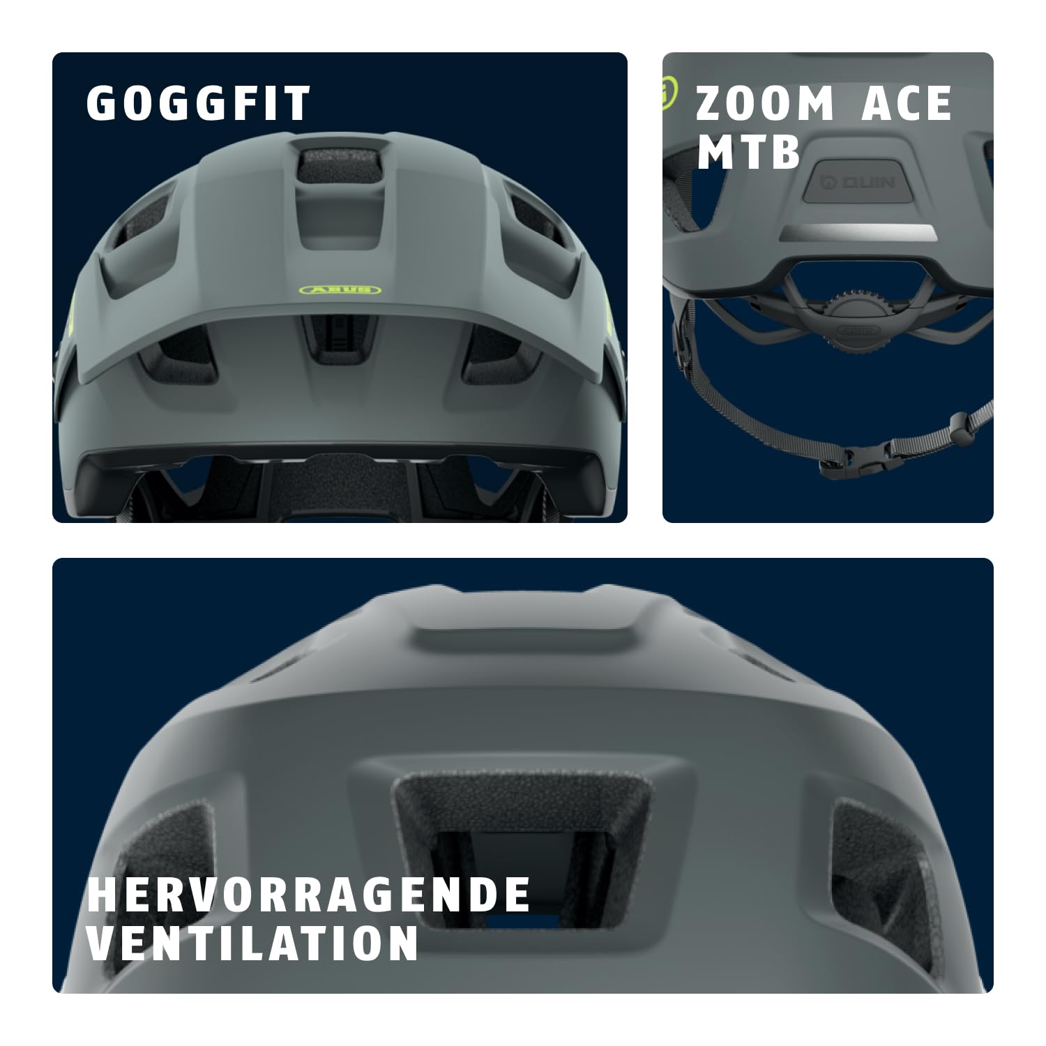 ABUS MTB-Helm MoDrop - robuster Fahrradhelm mit guter Belüftung für Mountainbiker - individuelle Passform - für Damen und Herren - Grau Matt, L