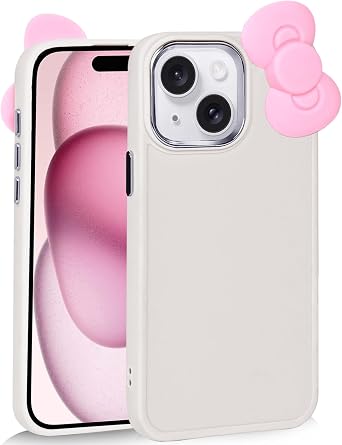 Compatible with iPhone 11 Case, Cute 3D Bowknot Design Soft Silicone Shockproof Cover for iPhone 11 6.1" 2019 Beige