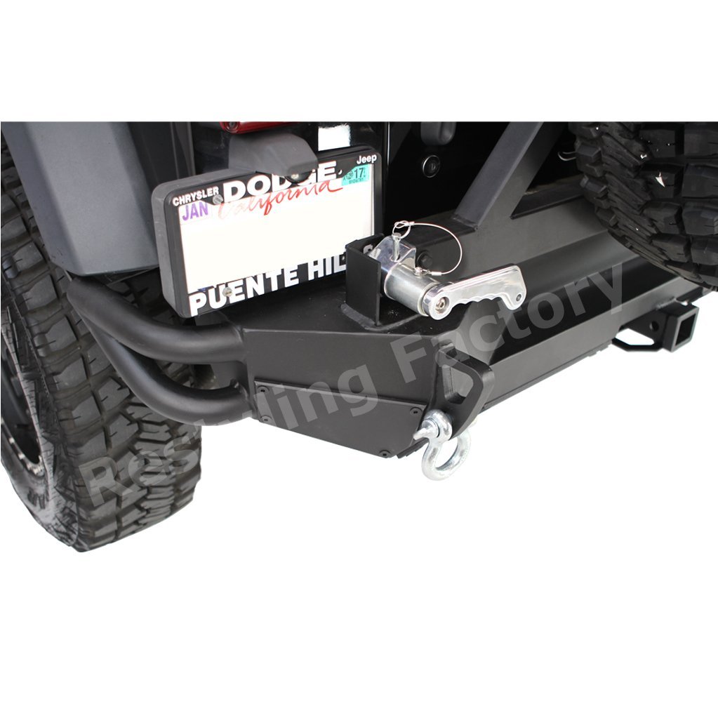 GalaxyMotoinc Heavy Duty Full Width Rear Bumper With Hitch For 2007-2018 Jeep JK Wrangler