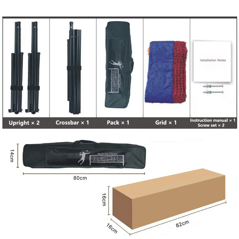 APOE Rete Badminton 5metri/6metri Portatile, Rete Pallavolo da Giardino, Pieghevole, Regolabile in Altezza e Larghezza, Facile da Installare per Interni ed Esterni