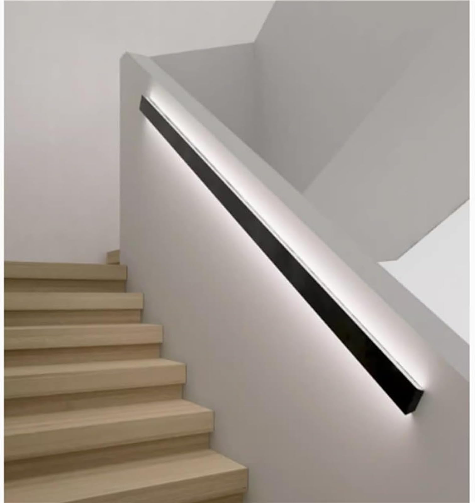 LED Lighted Stair Handrail with Motion Sensor, Wall Mounted Stair Handrails for Indoor Use, Handrail with LED Light for Entrance to Outdoor Porch / Netural Light,