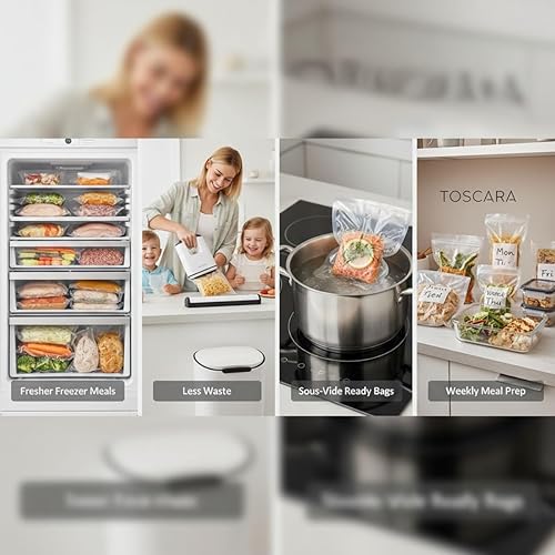 Miniatura 8 de Máquina selladora al vacío TOSCARA Máquina automática de sellado de alimentos con sello hermético fuerte, operación de un solo toque, diseño