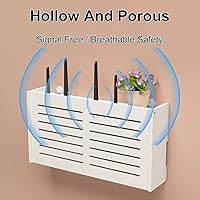 Vista 7 de Soporte de pared doble para puerta, Estante de pared flotante, Caja de almacenamiento WiFi, Caja organizadora de cables, Protector de regleta