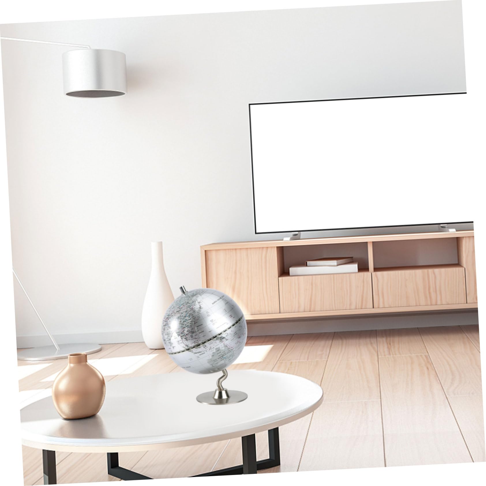 LIOOBO 1pc Retro High Definition Globe with Stand Educational World Map for Teaching for Home Office Classroom Decoration Students Silver