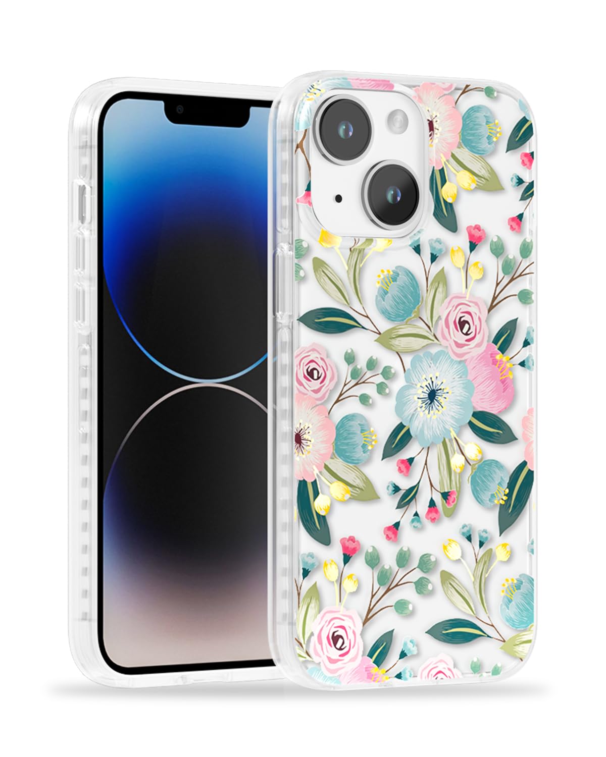 Coque iPhone 14 antichoc militaire à fleurs dorées - 8