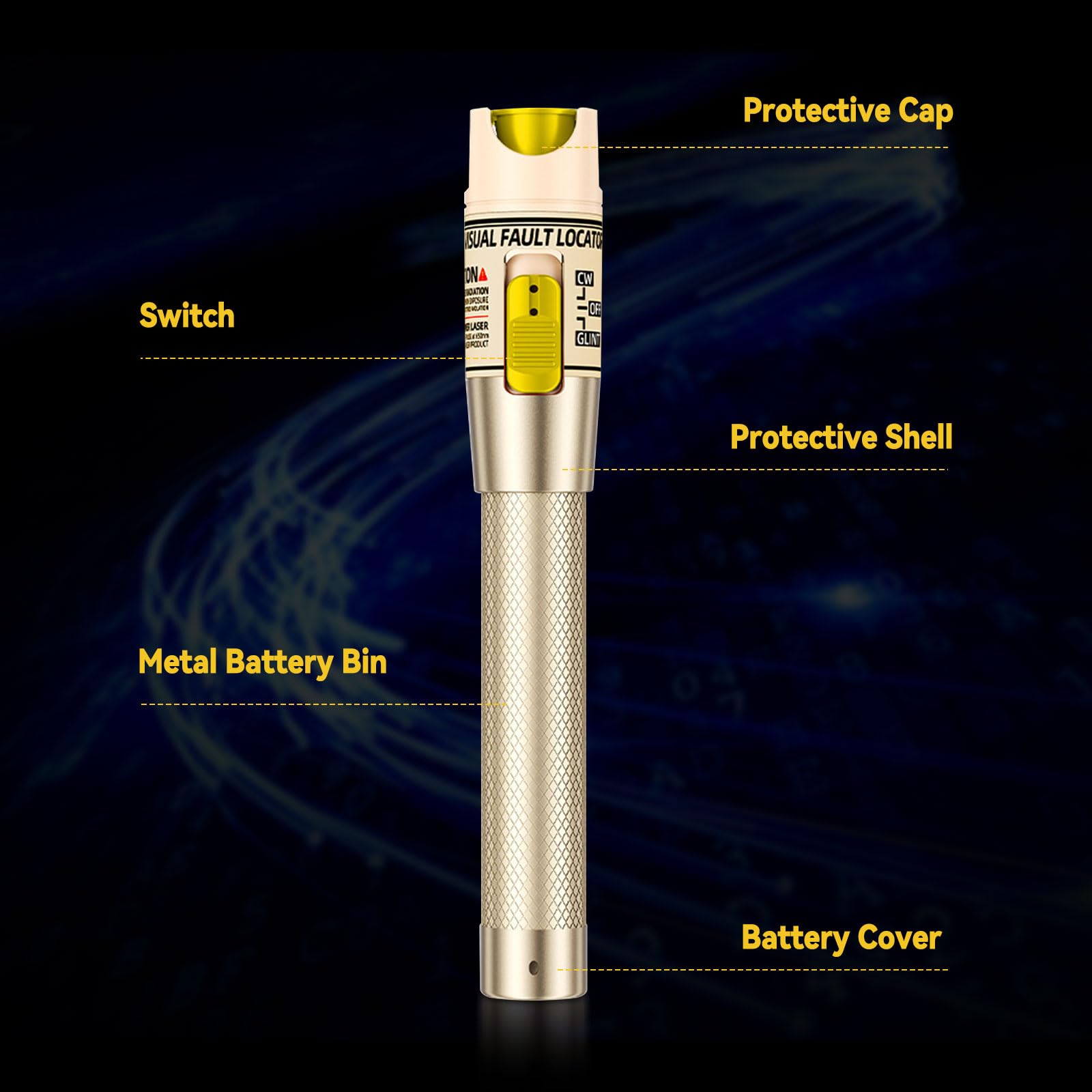 Visual Fault Locator 100 mW, tester per cavi in fibra ottica con interfaccia universale 2,5 mm FC/ST/SC