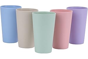 Lucky Zone Wheat Straw Plastic Tumblers 20 Oz Set 5