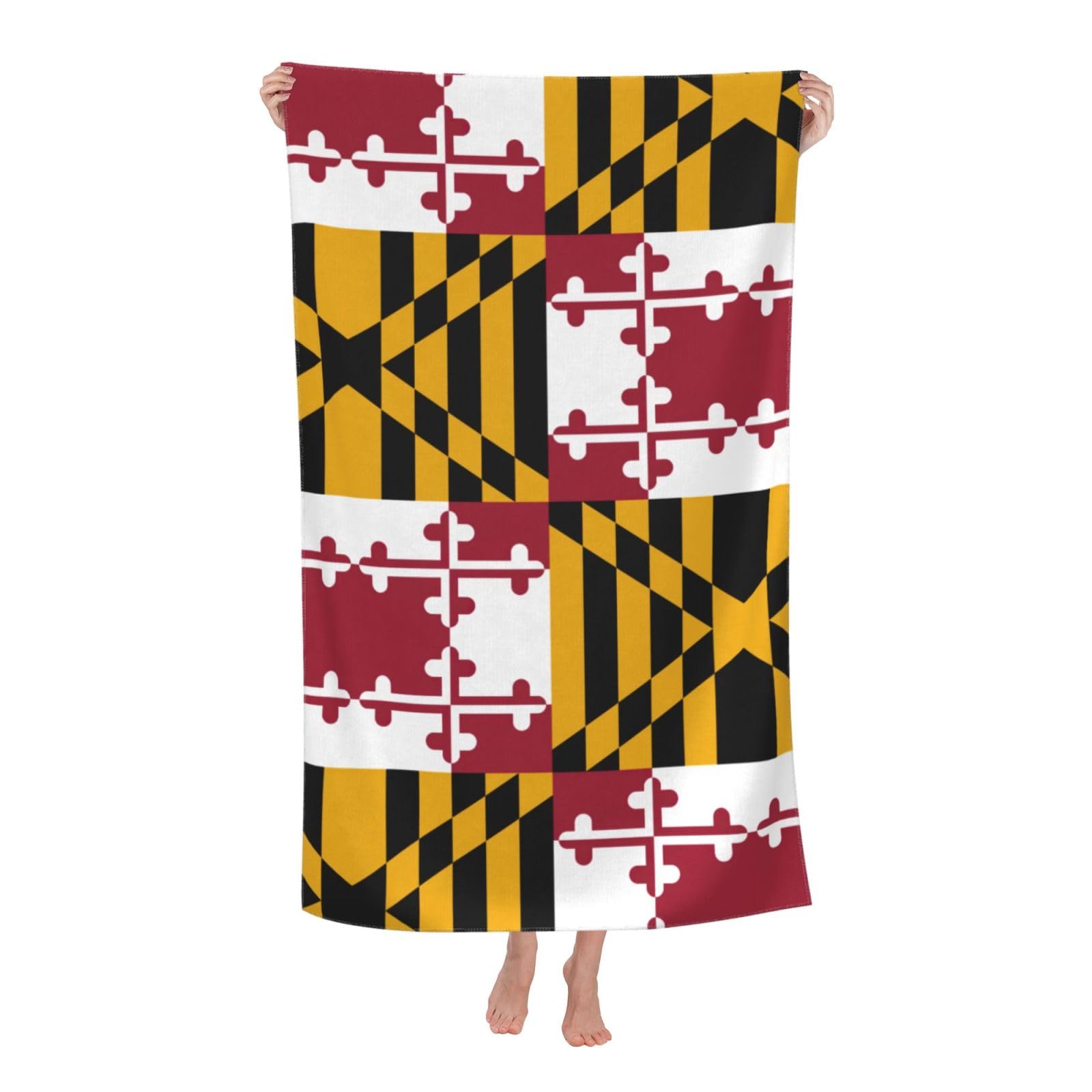 NImongt Maryland State Flag Print Oversized Adult Beach Towel For Travel Weekend Getaways Festivals Camping Trips