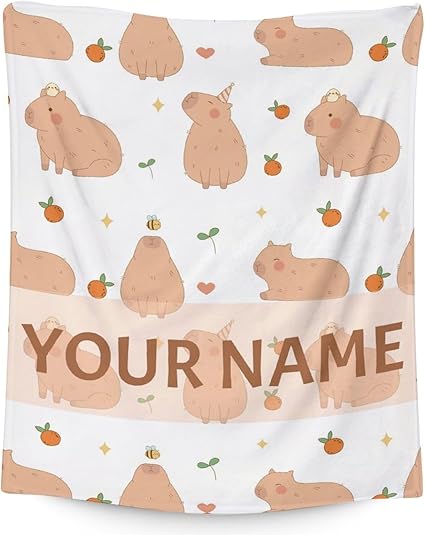 Personalized Blanket Gifts with Name - 30"x40" Cute Throw for Kids, Girls - White Soft Fuzzy Blankets for Couch & Office