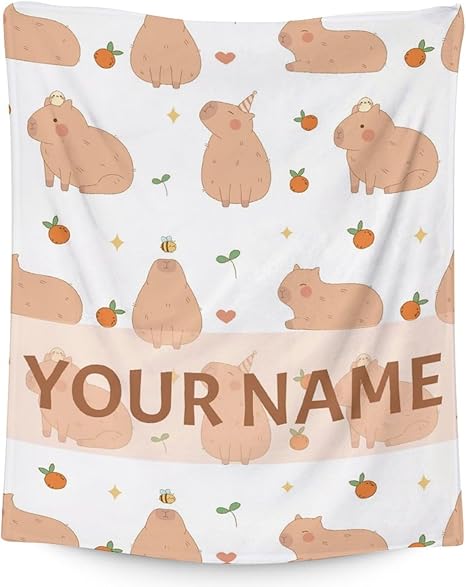 Personalized Blanket Gifts with Name - 30"x40" Cute Throw for Kids, Girls - White Soft Fuzzy Blankets for Couch & Office