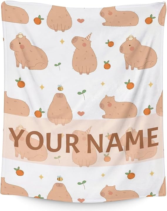 Personalized Blanket Gifts with Name - 30"x40" Cute Throw for Kids, Girls - White Soft Fuzzy Blankets for Couch & Office
