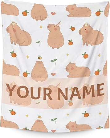 Personalized Blanket Gifts with Name - 30"x40" Cute Throw for Kids, Girls - White Soft Fuzzy Blankets for Couch & Office