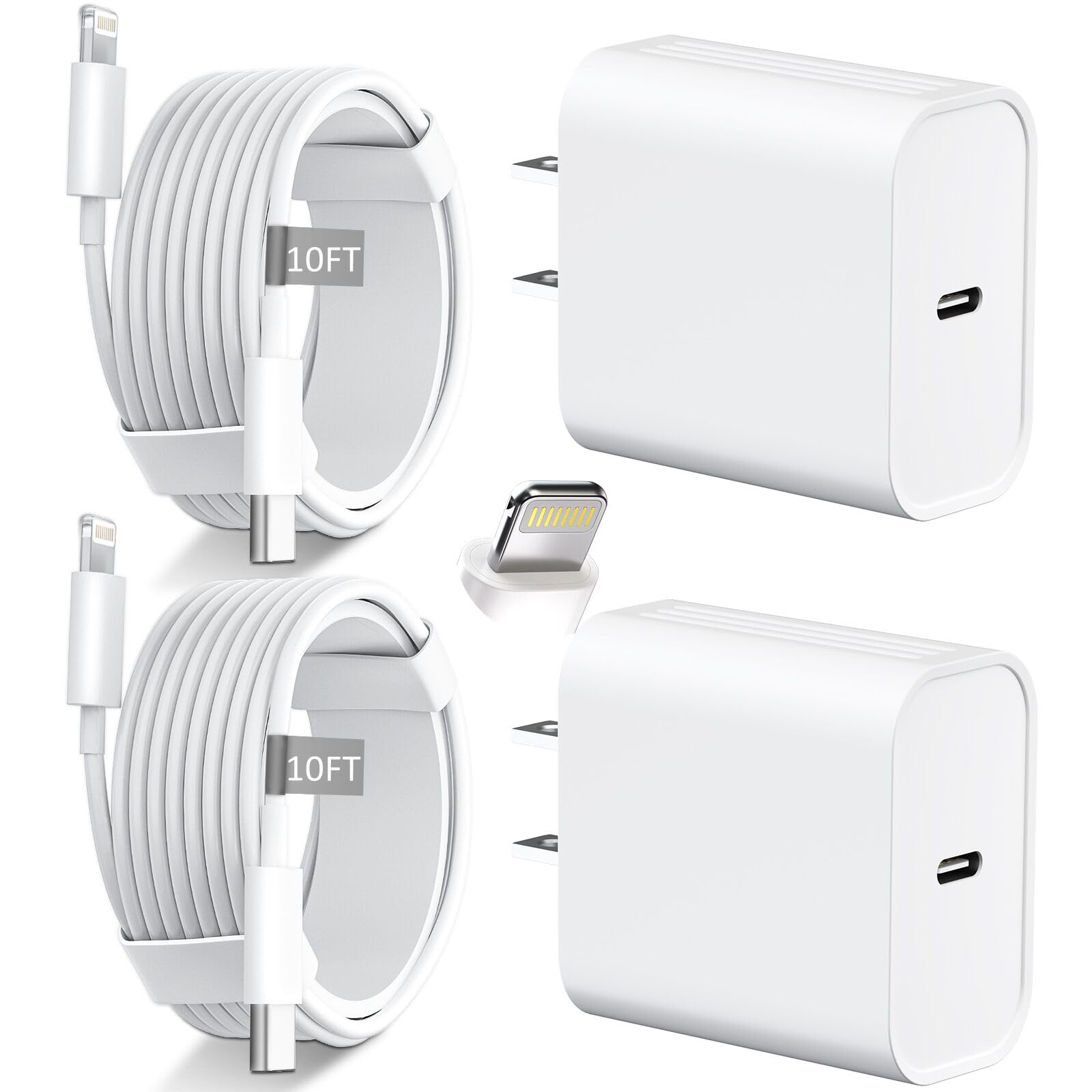 iPhone 14 13 12 11 Charger Fast Charging 20W USB C Charger Type C Charger Fast Charging Block with 10FT Long USB C to Lightning Cable for iPhone 14/13/12/12 Pro Max/11/Xs Max/XR/X,AirPods Pro,2 Pack