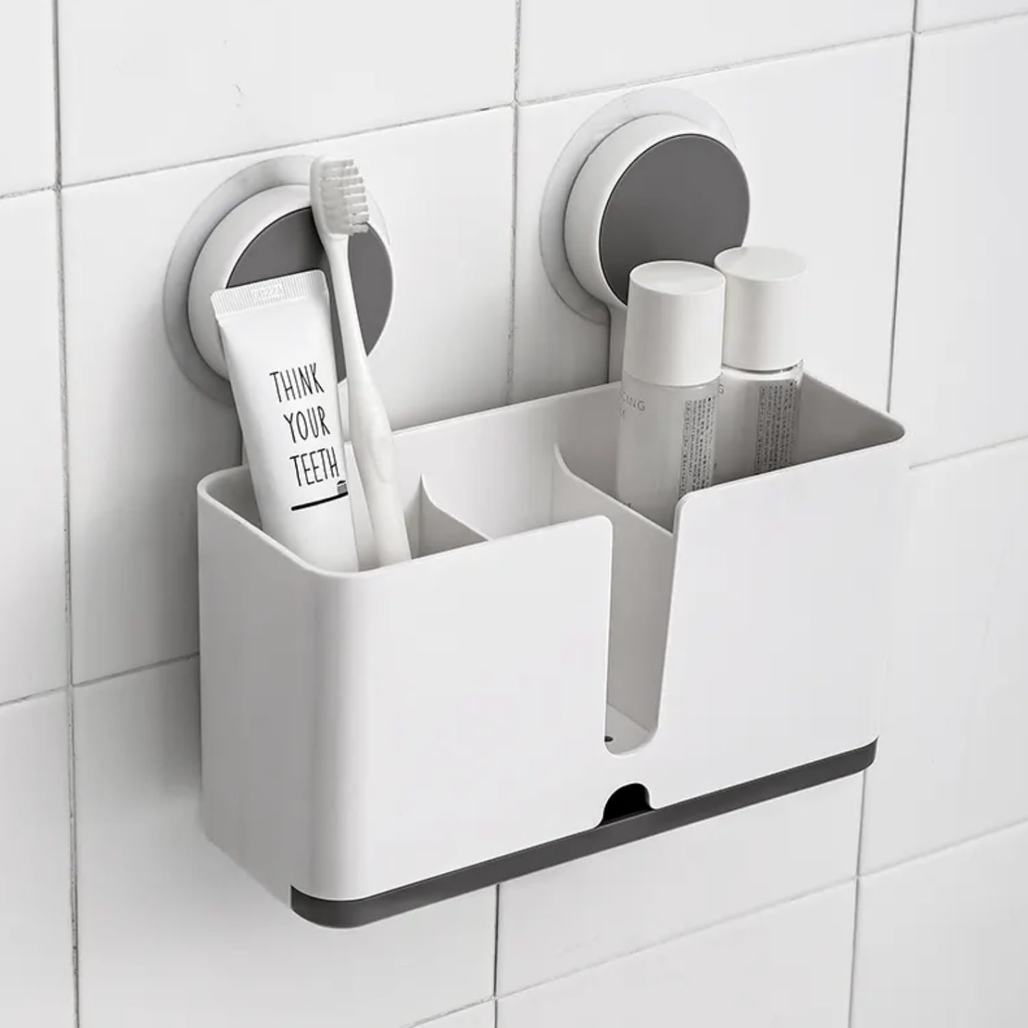 SHALVI Plastic Tooth Brush Holder for Bathroom | Toothbrush Holder Wall Mount | Brush Holder for Bathroom | Toothbrush Holder for Electric Toothbrushes, Toothpaste & Makeup Brush Holder, White