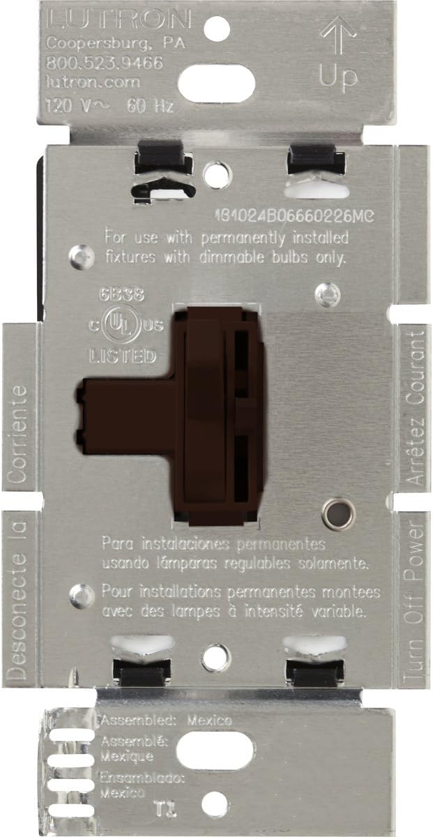 Toggler Magnetic Low Voltage Dimmer Switch, Single-Pole or 3-Way, AYLV-603P-BR, Brown