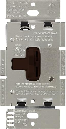 Miniatura 8 de Lutron Toggler - Interruptor de atenuación incandescente, preajuste de 3 vías de 600 W, AY-603P-AL, almendra