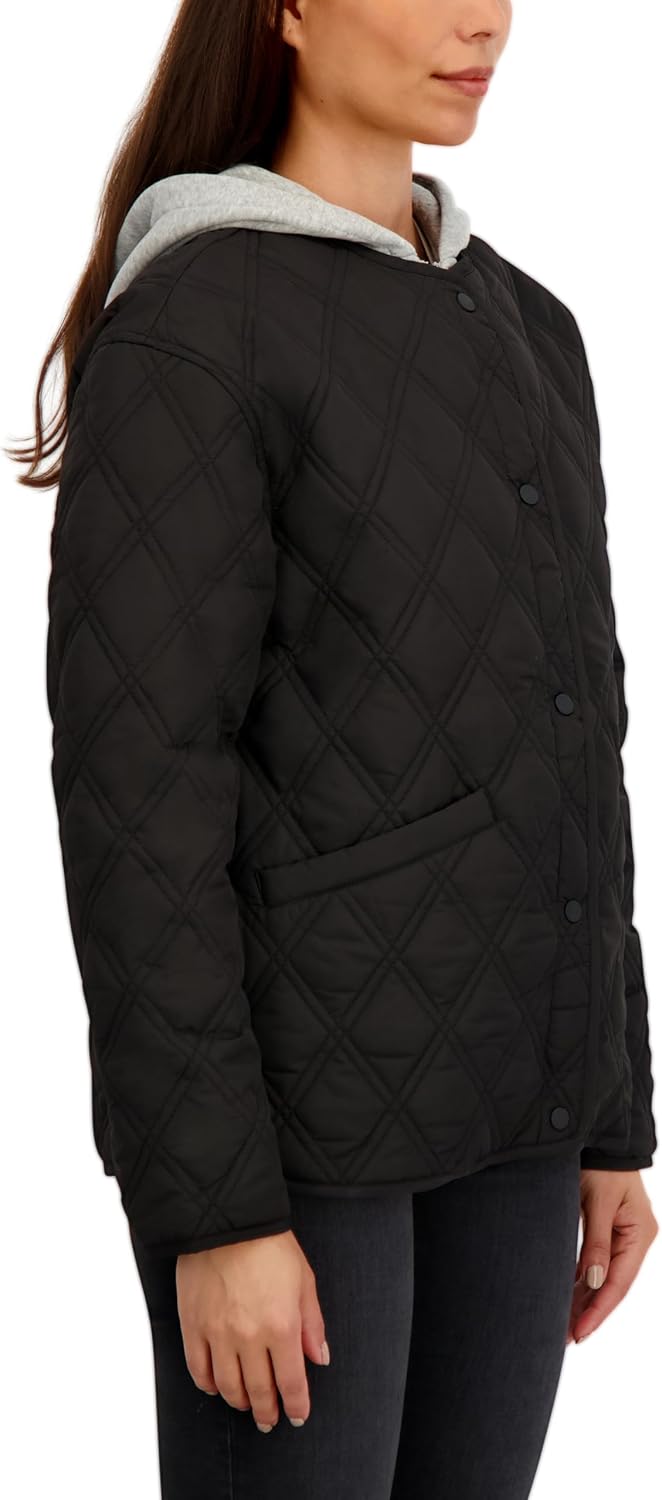 HFX Women's Lightweight Jacket– Wind & Water-resistant Transitional Jacket, Removable Hooded Bib