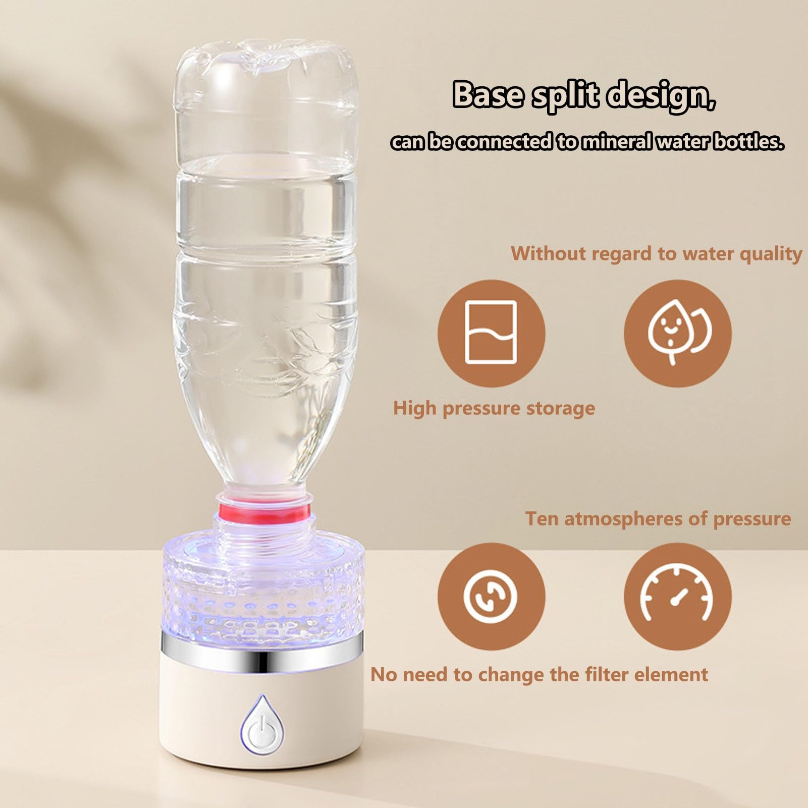 3 w 1 Tragbarer 360ML Generator Wasserstoffwasserflasche jonizator Mit Platin-Titan-Elektroliza, 3 min. Schnellelektrolyse 1300-1800PPB Für Effiziente Nutzung Zu Hause, Büro Und Reisen