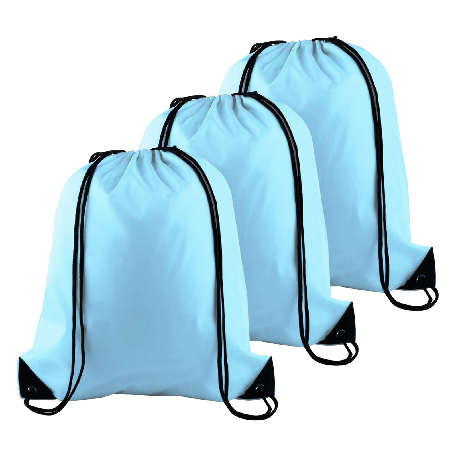 YSUY 3-Pack Light Blue Drawstring Gym Bags, Bags Sports Cinch Sack String Bag, Bulk Swimming String Bags, Draw String Backpack Suitable for Sports, Gym, Travel, Swimming, Beach (Light Blue)