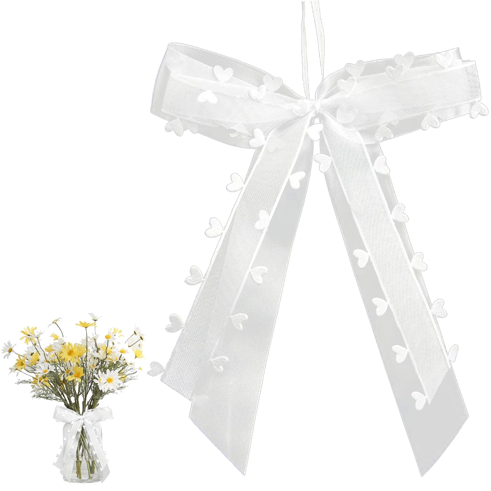 Leeelyan 35PCS Bianco Fiocchi Decorazioni,Fiocchi Decorazioni Matrimonio,Nastro