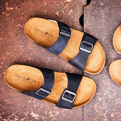 Image of HAFLINGER Andrea Elegant Leather Sandals with Rubber Sole and Cork Latex Footbed Unisex