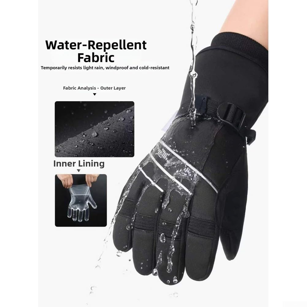 Besttoolifes Guantes de Esquí Impermeables Táctiles Negro M