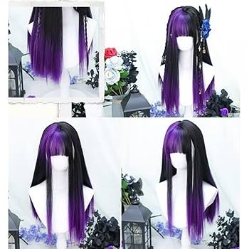 Amazon.co.jp: ゴス スタイル ロング ストレート 赤黒/紫黒の