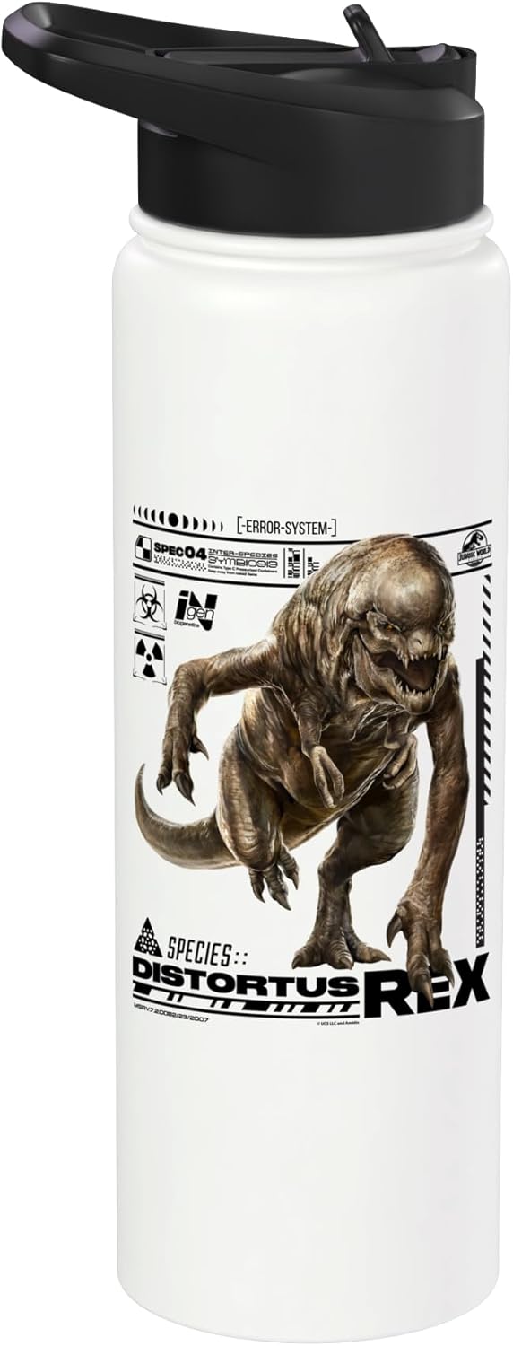 Jurassic World Rebirth Distortus Rex InGen Species File Stainless Steel Insulated Water Bottle