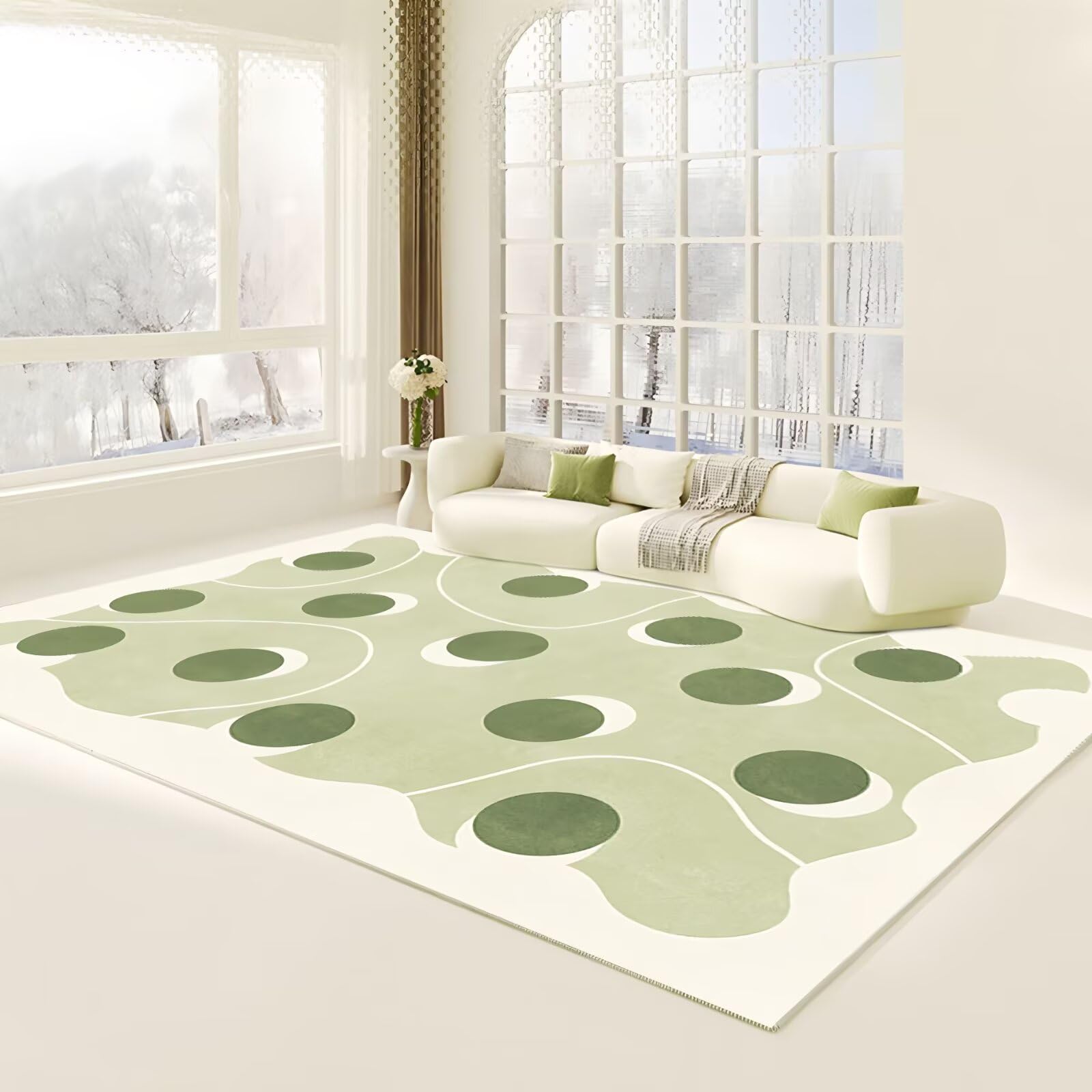 Alfombra verde 100x200cm con geometría moderna para dormitorio infantil o zona de escritorio