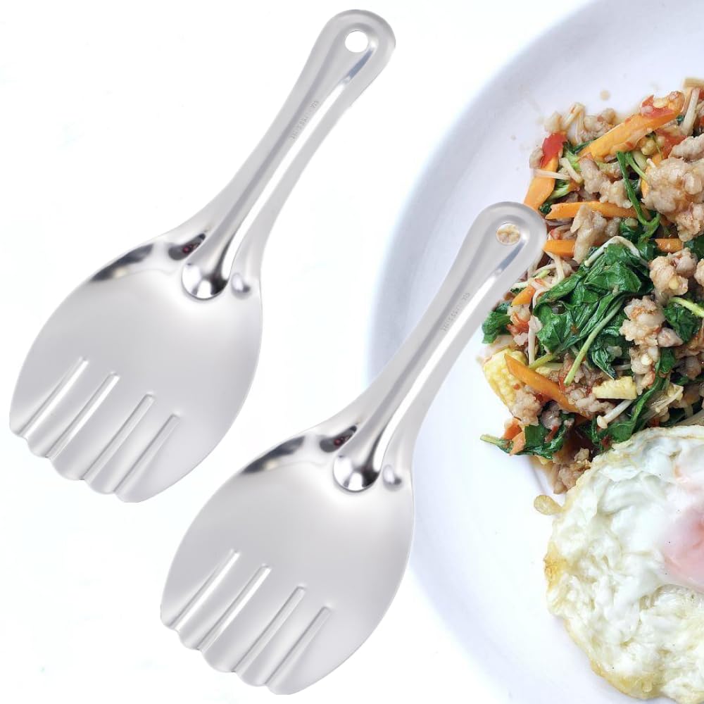 Eleanly 2PCS Stainless Steel Rice Serving Spoon Rice Spoon Rice Serving Spoon Cooking Tool for Home Hotel Catering Kitchen