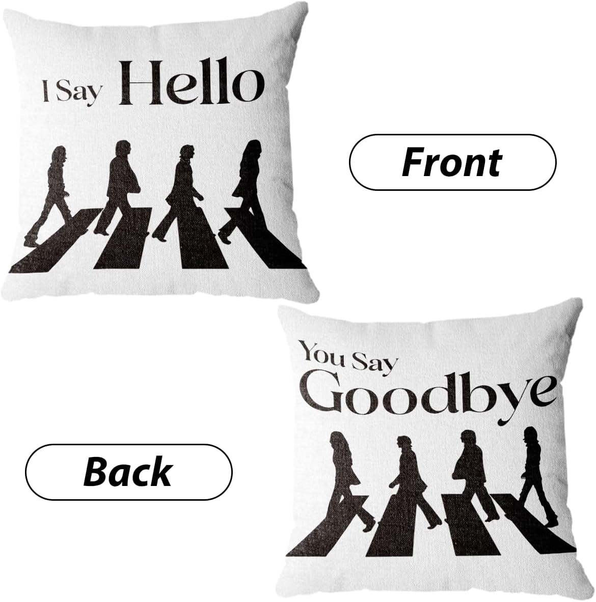 Tuilia Throw Pillow Cover 98 Funny I Say Hello Cotton Decorative Pillow Covers 18x18 Inches Music Gifts for Music Lover You Say Goodbye Throw Pillow Covers for Room Home image 3
