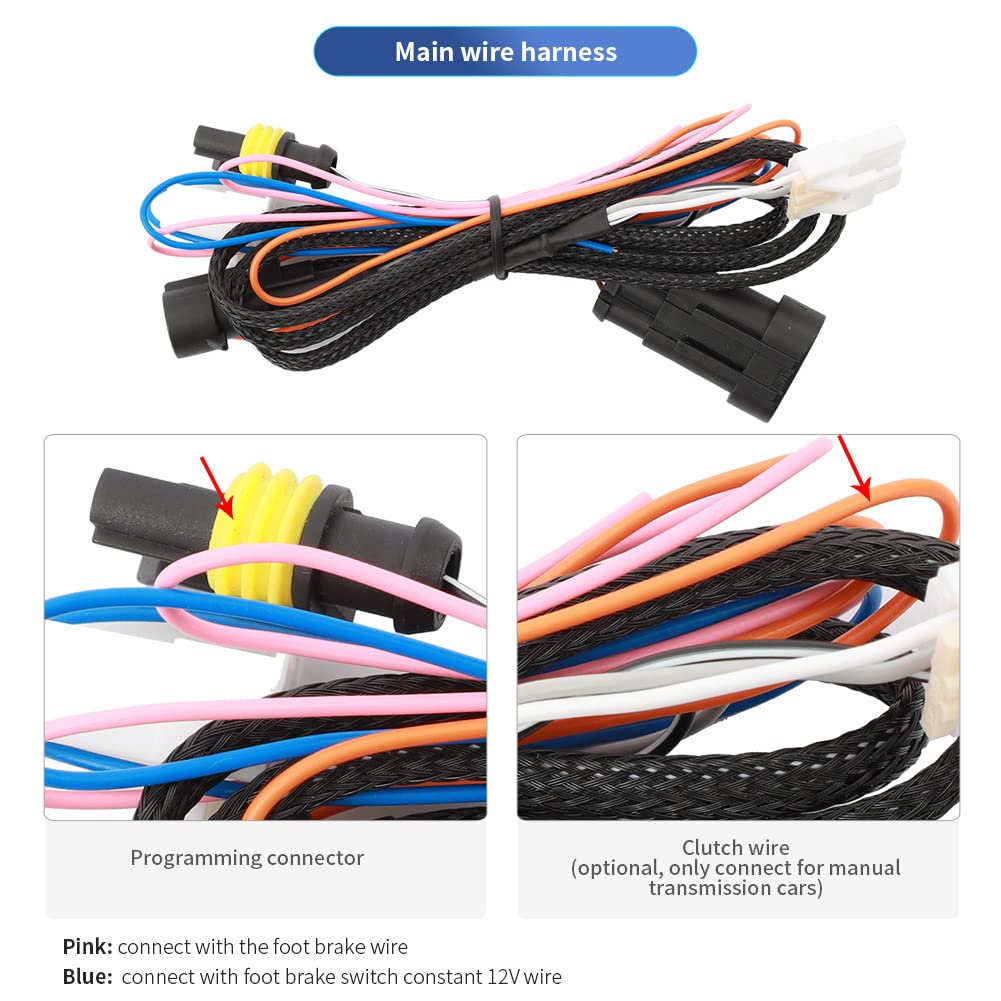 Easyguard ECC001 Kit de système de régulateur de Vitesse Universel électrique limiteur de contrôle de Vitesse de Voiture adapté aux Voitures DC12V avec accélérateur électrique à 6 Fils