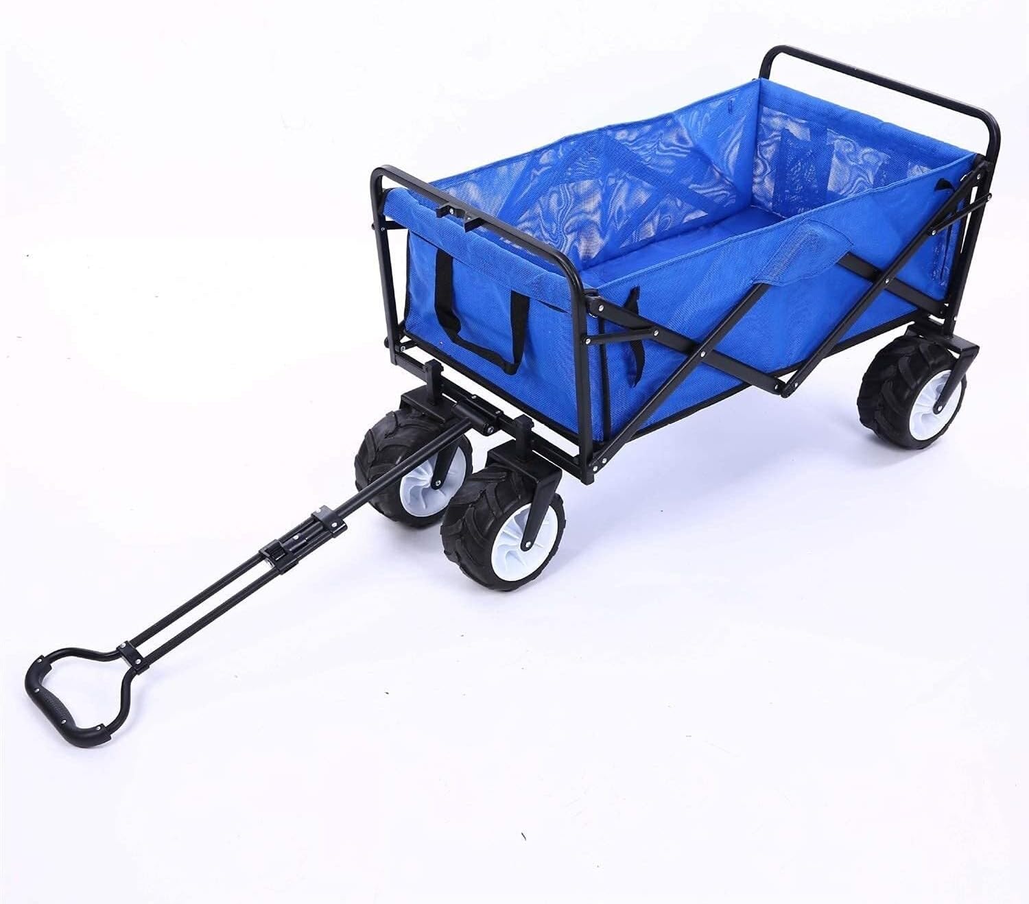 Portable Folding Garden Cart Wagon with Extra-Wide Wheels, Compact Outdoor Utility Trolley for Camping & Shopping