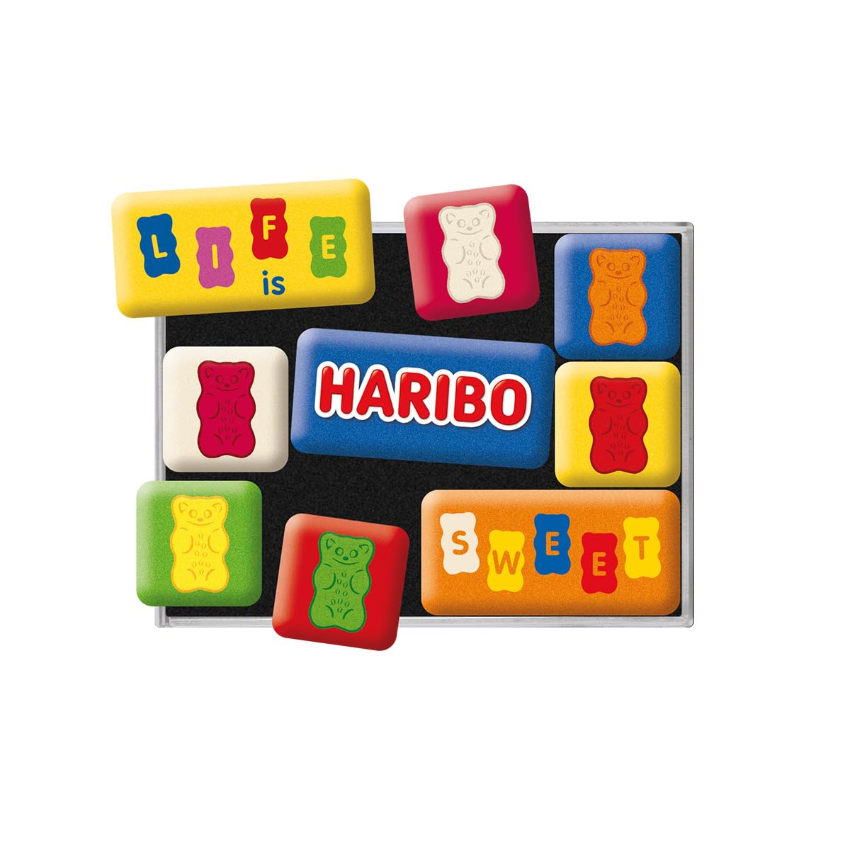 Nostalgic-Art Retro fridge magnets, 9 pieces, HARIBO – Life is sweet – Gift Idea for sweet tooths, Official License Product (OLP), magnet set for notice board, vintage design