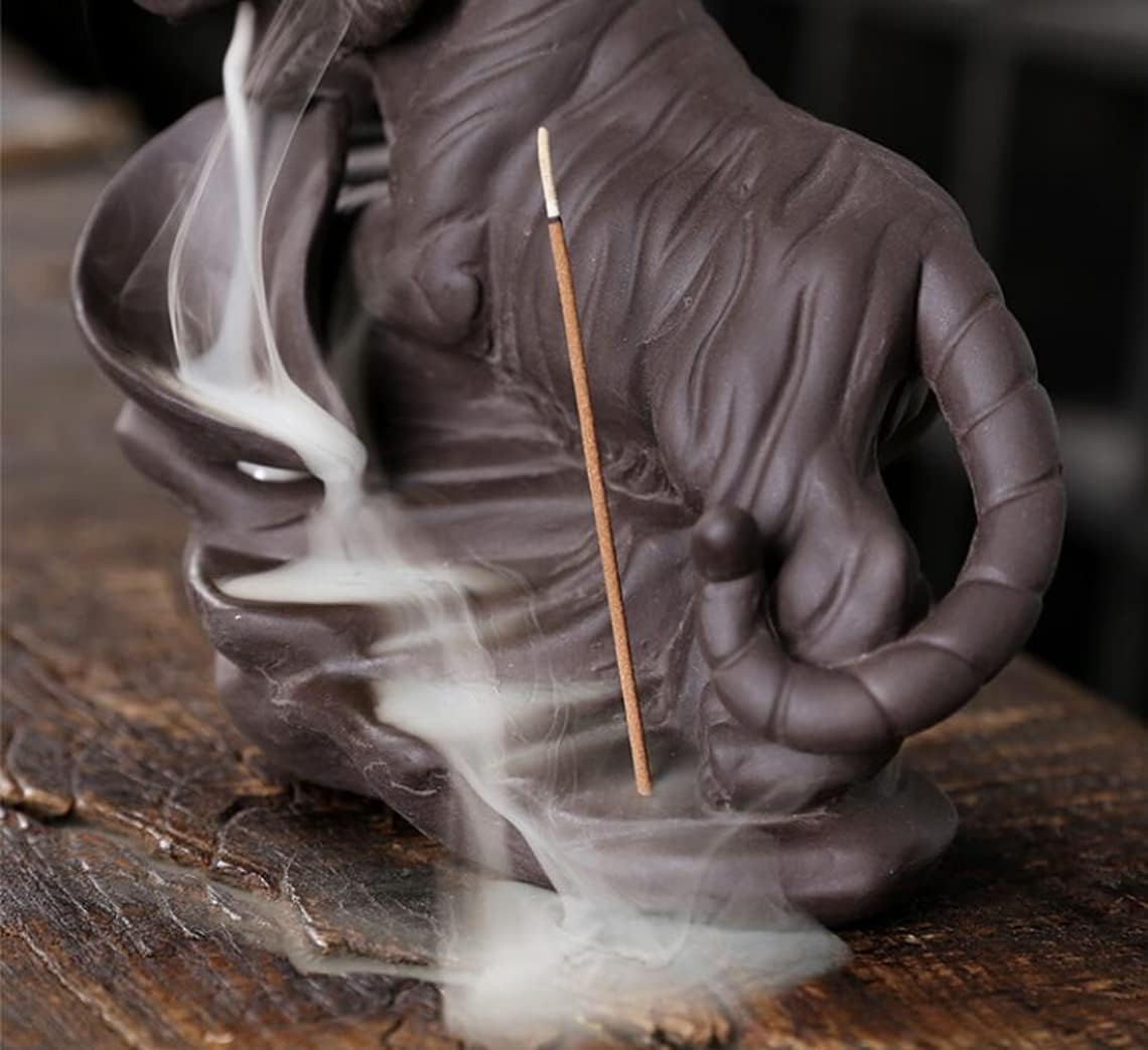 Tiger Backflow Incense Burner Zisha Sandalwood Ornamental Smoke Waterfall Reflux Incense Burner Home Accessories