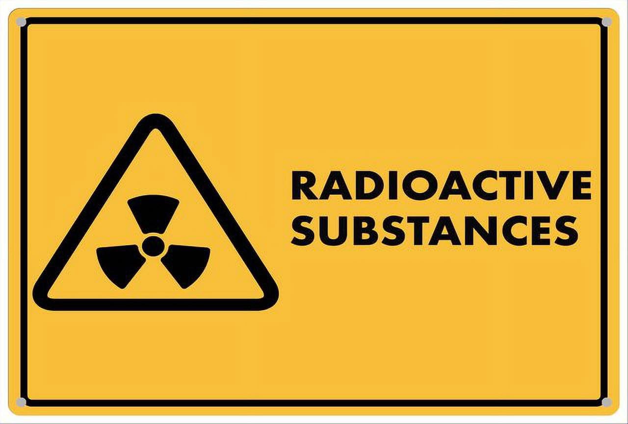 Caution Radioactive Substances Aluminum Tin Sign 12"x8" For Homeowners, Science Enthusiasts - Home Kitchen Wall Decor